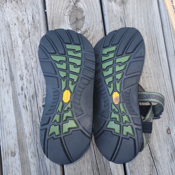 Chaco Z Cloud Sandals Men Size 11 Hiking Strappy Shoe Green Brown Walking Vibram - Picture 7 of 7